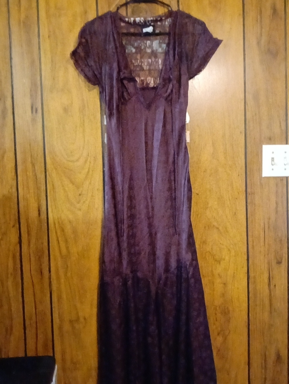 Reclaimed Vintage Plum Lace-Back Maxi Dress